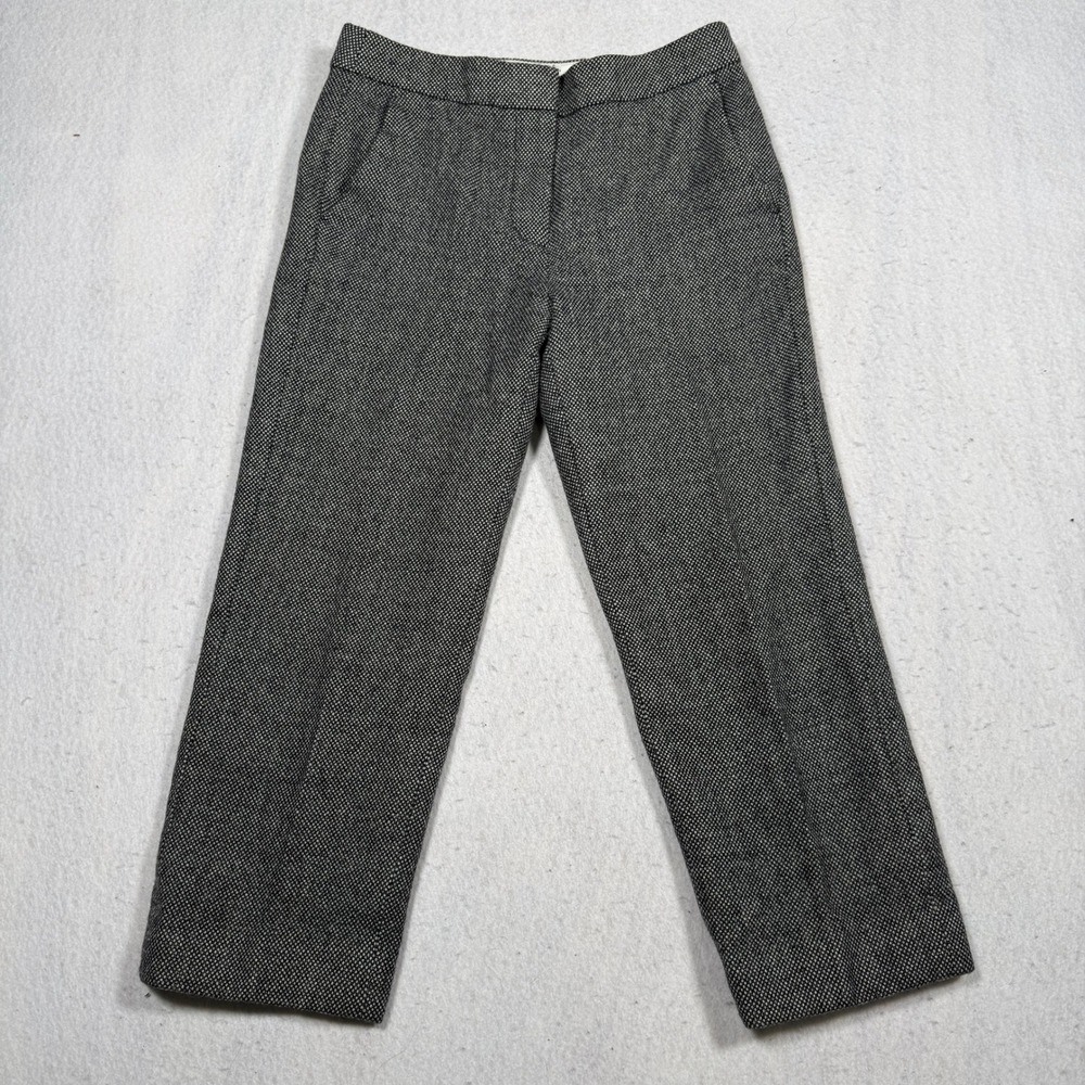 J.Crew Womens Black White Micro Texture Straight Leg Dress Pants Trousers Size 2